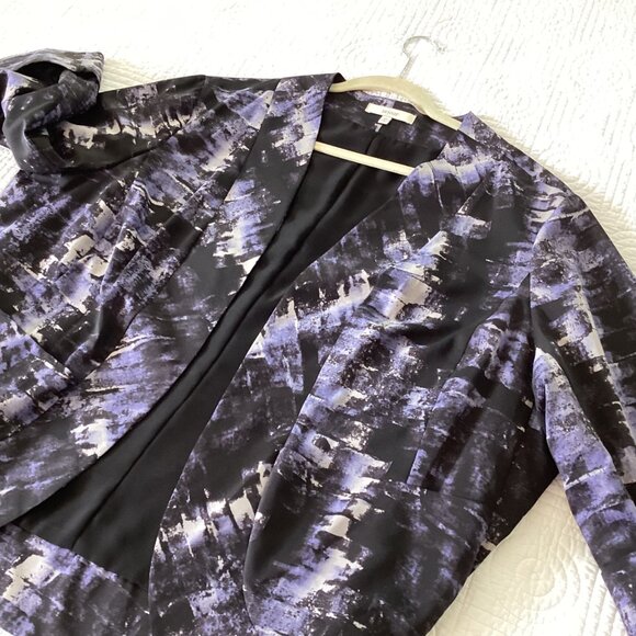 Sejour Womens Open Front Kimono Jacket Size 18W Black & Purple Abstract Print - Picture 16 of 16